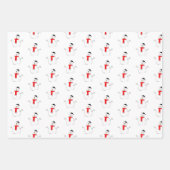 Kerst sneeuwman vakantie rood zwart stijlvol inpakpapier vel (Voorkant)