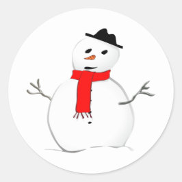 Kerst sneeuwman vakantie rood zwart stijlvol ronde sticker