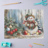 Kerst Sneeuwman Vintage Waterverf Decoupage Tissuepapier (Craft)