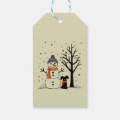Kerst Sneeuwman Xmas Hond Winter Cadeaulabel (Achterkant)