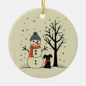 Kerst Sneeuwman Xmas Hond Winter Keramisch Ornament (Voorkant)