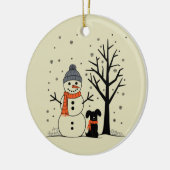 Kerst Sneeuwman Xmas Hond Winter Keramisch Ornament (Links)