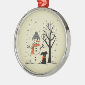 Kerst Sneeuwman Xmas Hond Winter Metalen Ornament (Links)