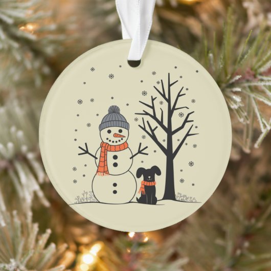 Kerst Sneeuwman Xmas Hond Winter Ornament (Boom)