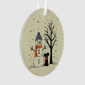 Kerst Sneeuwman Xmas Hond Winter Ornament (voorkant)