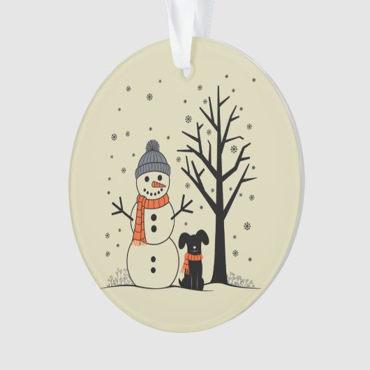 Kerst Sneeuwman Xmas Hond Winter Ornament (voorkant)