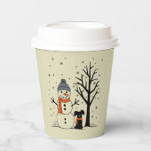 Kerst Sneeuwman Xmas Hond Winter Papieren Bekers (Voorkant)