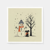 Kerst Sneeuwman Xmas Hond Winter Servet (Voorkant)