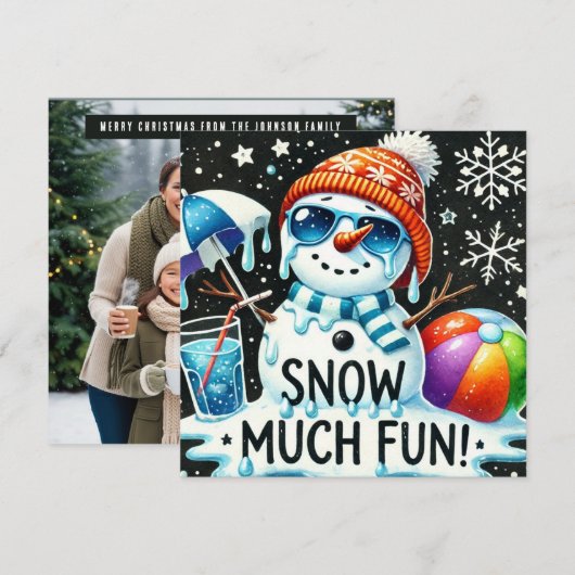 Kerst Sneeuwman zomer sneeuwpret Feestdagenkaart (Voorkant / Achterkant)