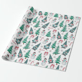 Kerst Sneeuwmannen Gnomes snoep Canes geschenken Cadeaupapier (Uitgerold)