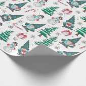 Kerst Sneeuwmannen Gnomes snoep Canes geschenken Cadeaupapier (Hoek)