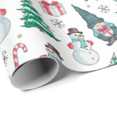 Kerst Sneeuwmannen Gnomes snoep Canes geschenken Cadeaupapier (Rol Hoek)