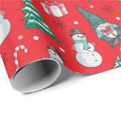 Kerst Sneeuwmannen Gnomes snoep Canes geschenken Cadeaupapier (Rol Hoek)
