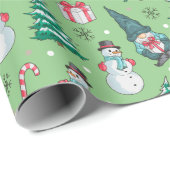 Kerst Sneeuwmannen Gnomes snoep Canes geschenken Cadeaupapier (Rol Hoek)
