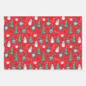 Kerst Sneeuwmannen Gnomes snoep Canes geschenken Inpakpapier Vel (Voorkant)