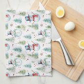Kerst Sneeuwmannen Keukenhanddoek (Quarter Fold)