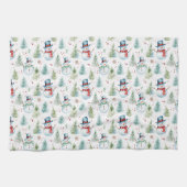 Kerst Sneeuwmannen Keukenhanddoek (Horizontaal)