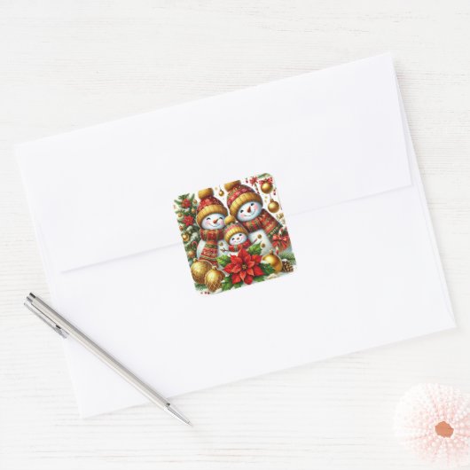 Kerst Sneeuwmensen Stickers (Envelop)