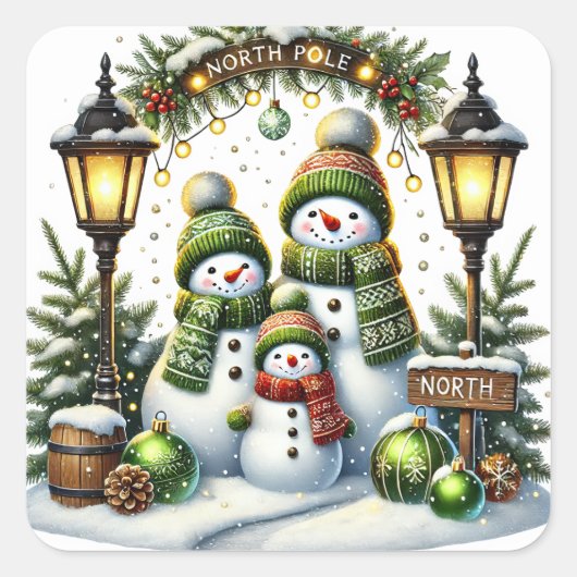 Kerst Sneeuwmensen Stickers (Voorkant)
