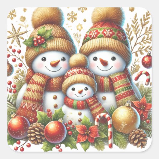Kerst Sneeuwmensen Stickers (Voorkant)