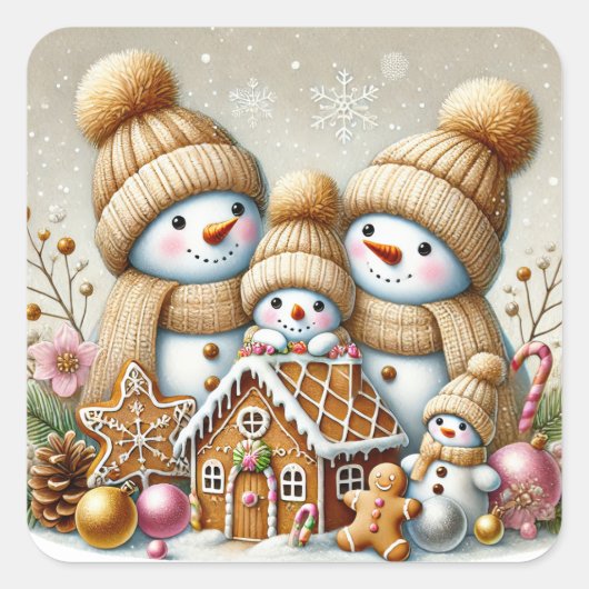 Kerst Sneeuwmensen Stickers (Voorkant)