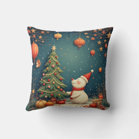 Kerst sneeuwpop kussen (Achterkant)