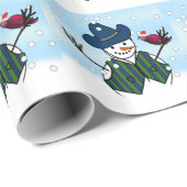 Kerst sneeuwpoppen met Cowboy Pet Cadeaupapier (Rol Hoek)