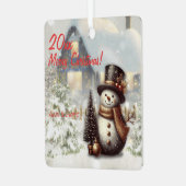 Kerst sneeuwpoppenhuis Metal Square Ornament (Voorkant links)