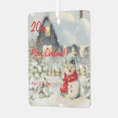 Kerst sneeuwpoppenhuis Metal Square Ornament (Voorkant links)