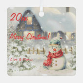 Kerst sneeuwpoppenhuis Metal Square Ornament (Voorkant)