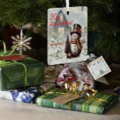 Kerst sneeuwpoppenhuis Metal Square Ornament