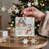 Kerst sneeuwpoppenhuis Metal Square Ornament