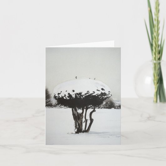 Kerst sneeuwscène landschap kunst notitiekaart (Voorkant)