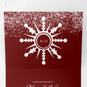 Kerst Sneeuwscène Snowflake Logo bruiloft Drieluik Uitnodiging (Binnenzijde eerst)