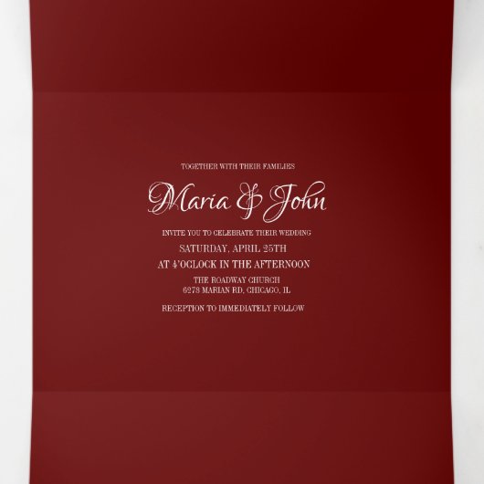 Kerst Sneeuwscène Snowflake Logo bruiloft Drieluik Uitnodiging (Binnenkant midden)