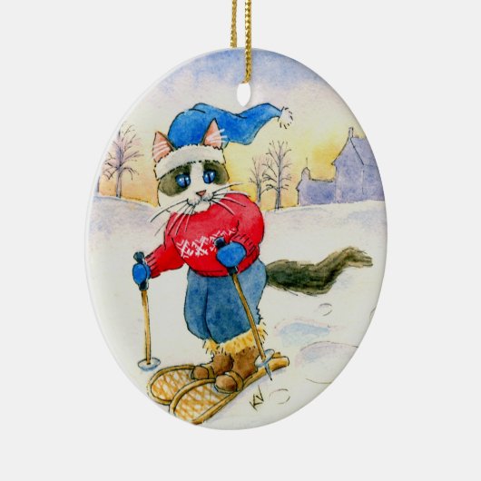 Kerst Sneeuwschoen Kat Winter ornament (Rechts)