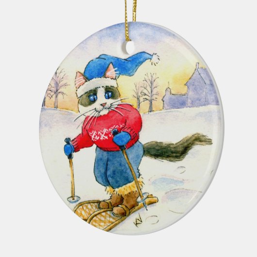 Kerst Sneeuwschoen Kat Winter ornament (Links)