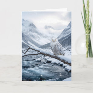Kerst Sneeuwuil Op Een Winter Tak Kaart