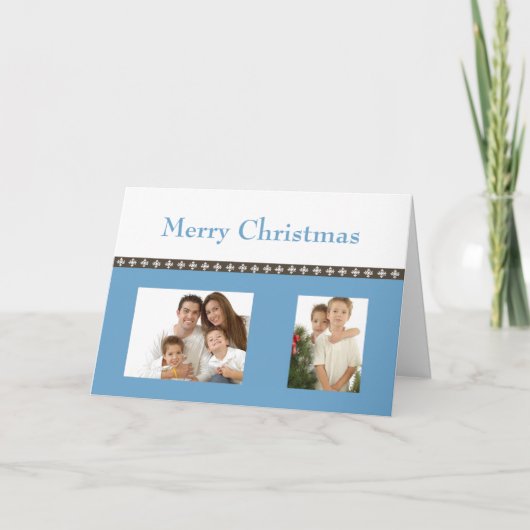 Kerst Sneeuwvlok (blauw) Feestdagen Kaart (Voorkant)