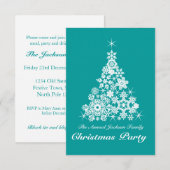 Kerst sneeuwvlok boom feestuitnodiging blauwgroen kaart (Voorkant / Achterkant)