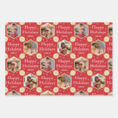 Kerst Sneeuwvlok Foto Rood Groen Blauw 3 Inpakpapier Vel (Voorkant)