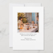 Kerst Sneeuwvlok Fotonaam Rood Vlak Label Feestdagenkaart (Achterkant)