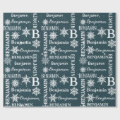 Kerst Sneeuwvlok Herhalende Naam Gepersonaliseerd Cadeaupapier (Vlak)