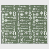 Kerst Sneeuwvlok Herhalende Naam Gepersonaliseerd Cadeaupapier (Vlak)