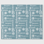 Kerst Sneeuwvlok Herhalende Naam Gepersonaliseerd Cadeaupapier (Vlak)