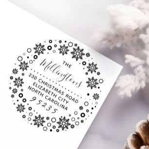 Kerst Sneeuwvlok Krans Naam & Retouradres Zelfinktende Stempel
