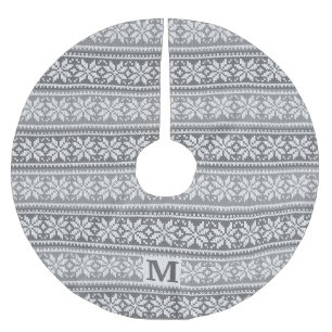 Kerst Sneeuwvlok Monogram Grijze Gebreide Trui Kerstboom Rok