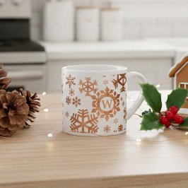 Kerst Sneeuwvlok Monogram Schattige Vakantie Gift Espresso Kop