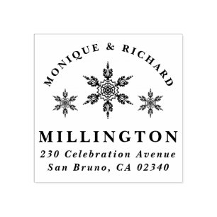 Kerst Sneeuwvlok namen paar terug adres Rubberstempel