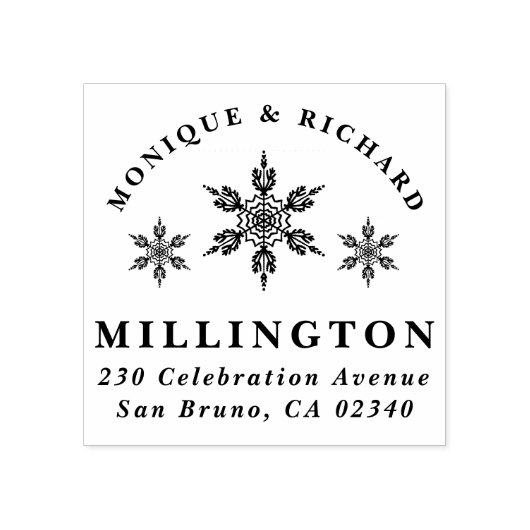 Kerst Sneeuwvlok namen paar terug adres Rubberstempel (Afrduk)